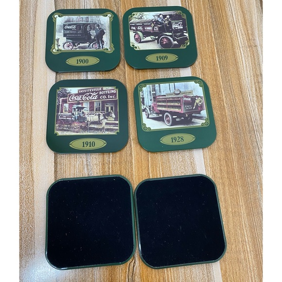 Coca-Cola 6pc Coaster Set 1990 Vintage Delivery Trucks Of Early 1900s. EUC - Picture 6 of 8